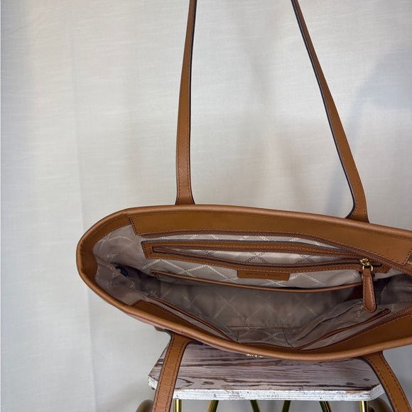 Michael Kors Pink and Brown Tote Bag with Leather Accents - Picture 9 of 15